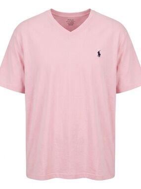 Polo Ralph Lauren Pink V-Neck T-Shirt Short Sleeve Pony Logo XXL